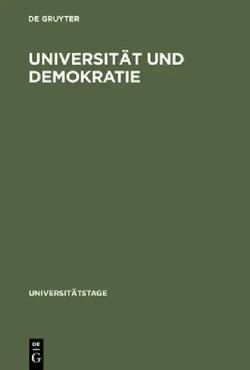 Cover of Universität Und Demokratie