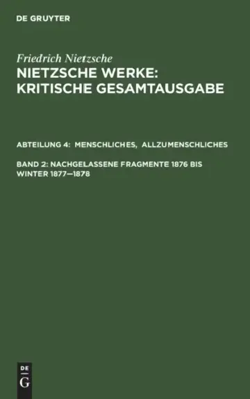 Cover of Menschliches, Allzumenschliches. Band 1, Nachgelassene Fragmente, 1876 Bis Winter 1877-1878
