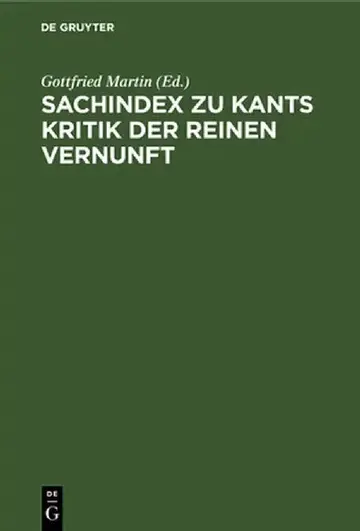 Cover of Sachindex zu Kants Kritik der reinen Vernunft