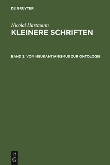 Cover of Vom Neukantianismus Zur Ontologie