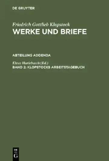 Cover of Klopstock, Arbeitstagebuch, Section Addenda, Bd. 2