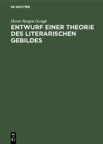 Cover of Entwurf einer Theorie des literarischen Gebildes