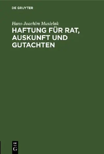 Cover of Haftung für Rat, Auskunft und Gutachten