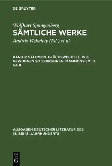 Cover of Salomon. Glückswechsel. Wie gewunnen so zerrunnen. Mammons Sold. Saul