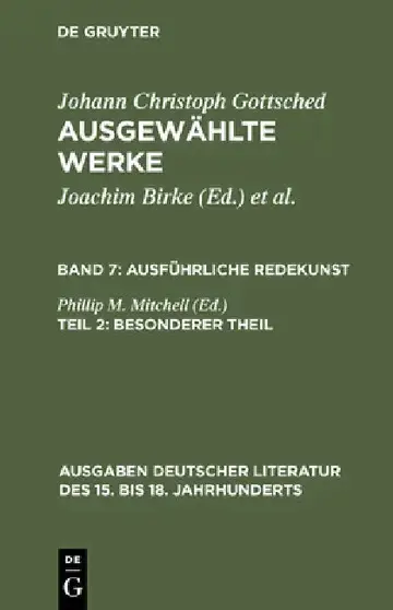 Cover of Ausführliche Redekunst. Besonderer Theil