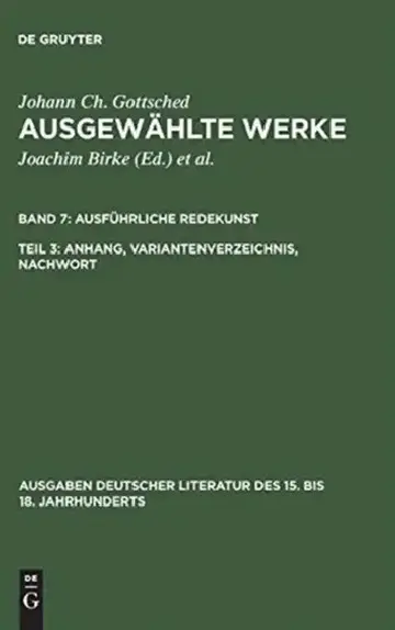 Cover of Ausführliche Redekunst. Anhang, Variantenverzeichnis, Nachwort