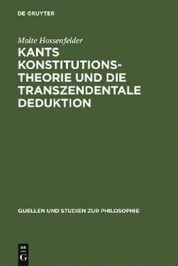 Cover of Kants Konstitutionstheorie und die Transzendentale Deduktion