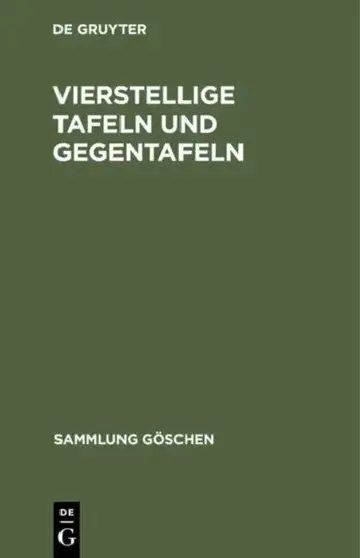 Cover of Vierstellige Tafeln und Gegentafeln