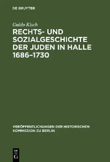 Cover of Rechts- und Sozialgeschichte der Juden in Halle 1686-1730