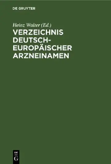 Cover of Verzeichnis Deutsch-Europäischer Arzneinamen