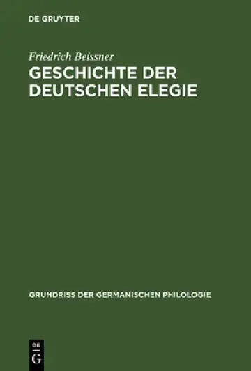 Cover of Geschichte der deutschen Elegie