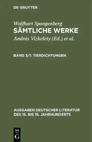 Cover of Sämtliche Werke, Band 3/1, Tierdichtungen