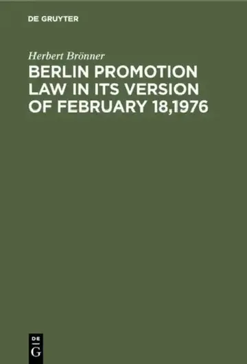 Cover of Berlin promotion law in its version of February 18,1976