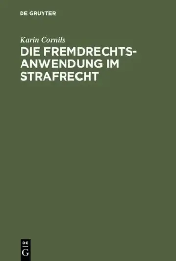 Cover of Die Fremdrechtsanwendung im Strafrecht