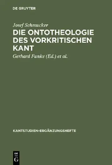 Cover of Die Ontotheologie des vorkritischen Kant