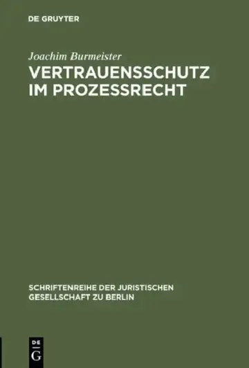 Cover of Vertrauensschutz im Prozeßrecht