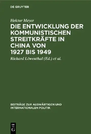 Cover of Die Entwicklung Der Kommunistischen Streitkräfte in China Von 1927 Bis 1949