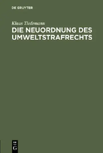 Cover of Die Neuordnung Des Umweltstrafrechts