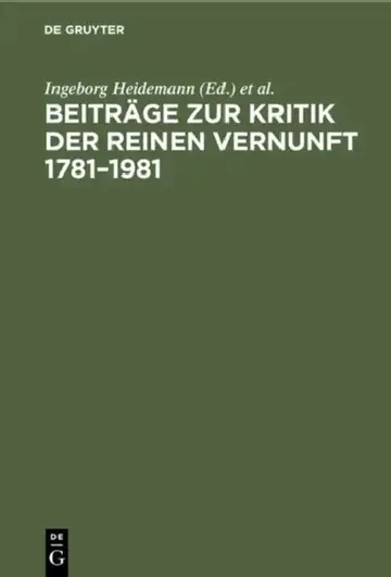 Cover of Beiträge Zur Kritik Der Reinen Vernunft 1781-1981