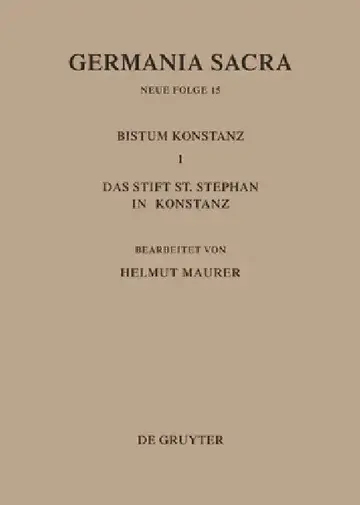 Cover of Die Bistümer Der Kirchenprovinz Mainz. Das Bistum Konstanz I. Das Stift St. Stephan in Konstanz