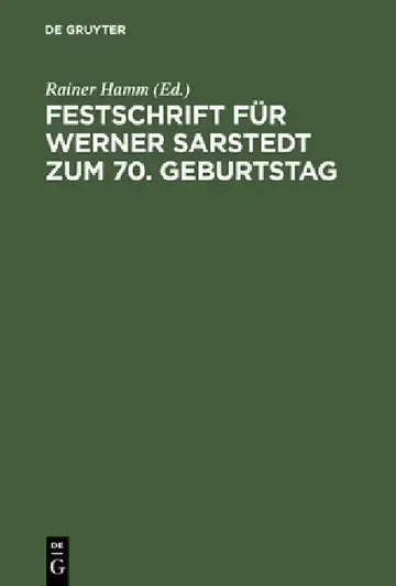Cover of Festschrift Für Werner Sarstedt Zum 70. Geburtstag