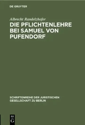 Cover of Die Pflichtenlehre Bei Samuel Von Pufendorf