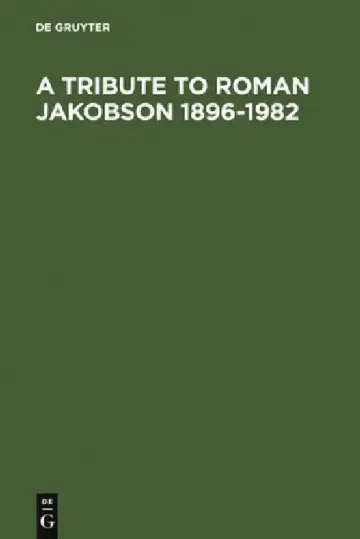 Cover of A Tribute to Roman Jakobson 1896-1982