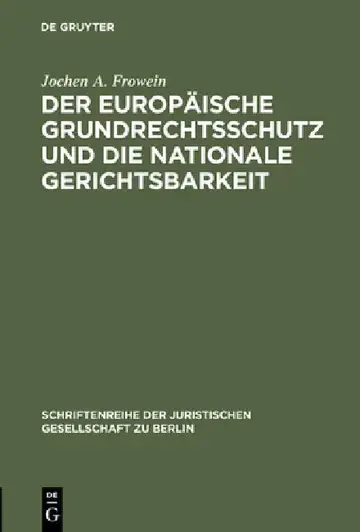 Cover of Der Europäische Grundrechtsschutz Und Die Nationale Gerichtsbarkeit