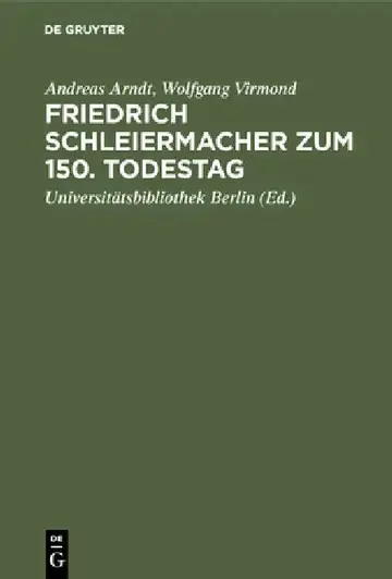 Cover of Friedrich Schleiermacher Zum 150. Todestag