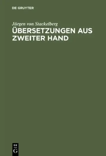 Cover of Übersetzungen aus zweiter Hand