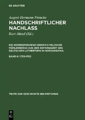 Cover of Handschriftlicher Nachlass, Band II, Texte zur Geschichte des Pietismus (1753-1762)