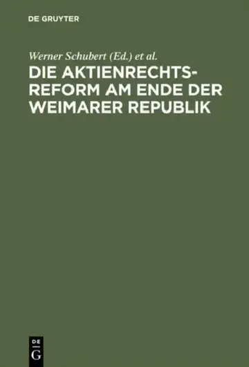 Cover of Die Aktienrechtsreform am Ende der Weimarer Republik