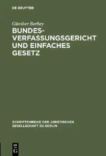 Cover of Bundesverfassungsgericht und einfaches Gesetz