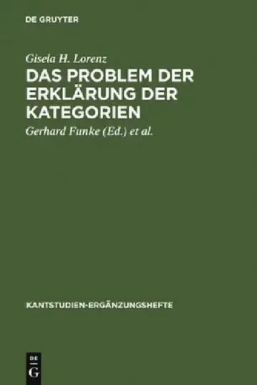 Cover of Das Problem Der Erklärung Der Kategorien