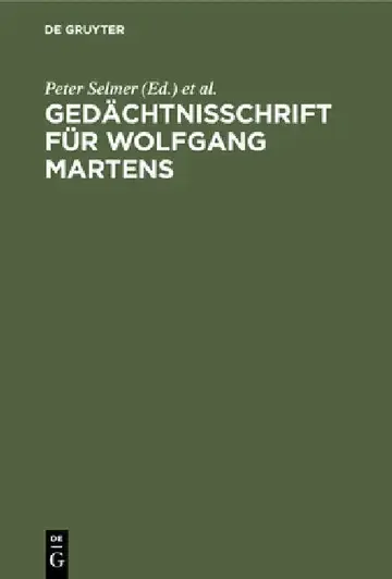 Cover of Gedächtnisschrift für Wolfgang Martens