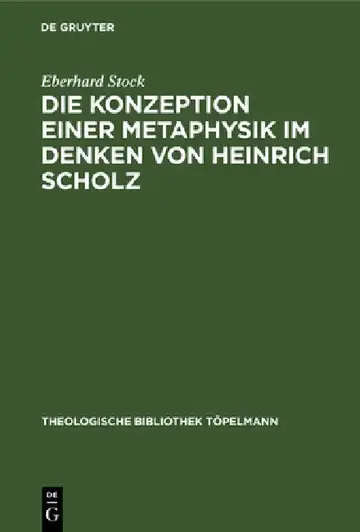 Cover of Die Konzeption Einer Metaphysik Im Denken Von Heinrich Scholz