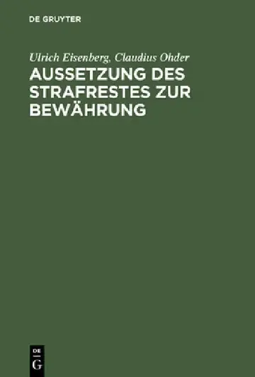 Cover of Aussetzung Des Strafrestes Zur Bewährung