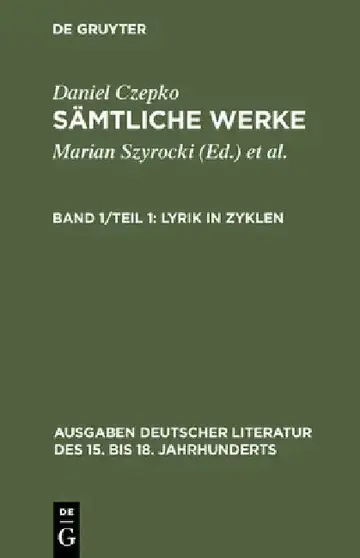 Cover of Sämtliche Werke, Band 1/Teil 1, Lyrik in Zyklen