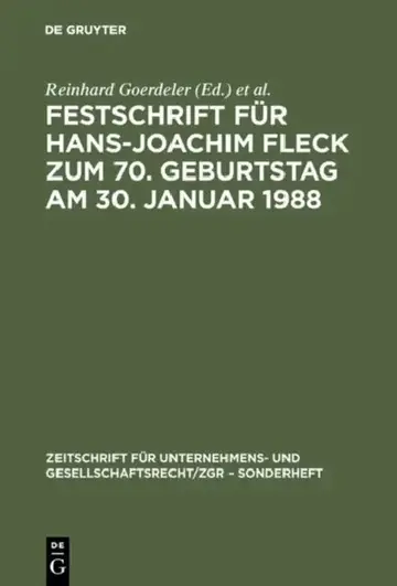 Cover of Festschrift Für Hans-Joachim Fleck Zum 70. Geburtstag Am 30. Januar 1988