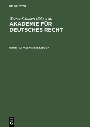 Cover of Akademie Für Deutsches Recht, Bd Iii,1, Volksgesetzbuch