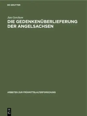 Cover of Die Gedenkenüberlieferung Der Angelsachsen