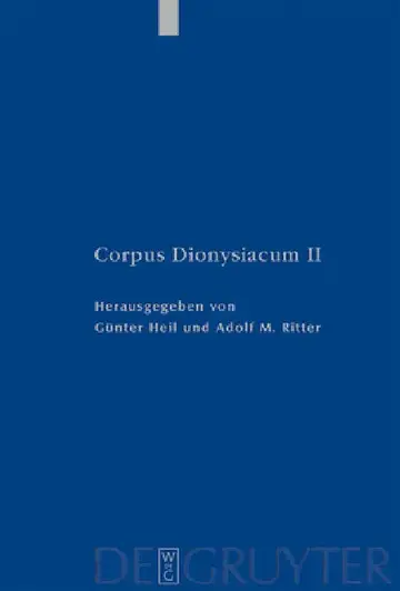 Cover of Pseudo-Dionysius Areopagita. de Coelesti Hierarchia, de Ecclesiastica Hierarchia, de Mystica Theologia, Epistulae