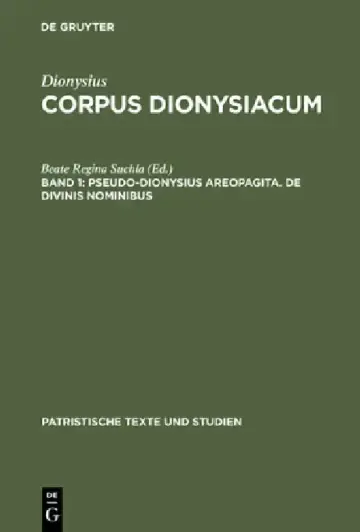 Cover of Pseudo-Dionysius Areopagita. de Divinis Nominibus