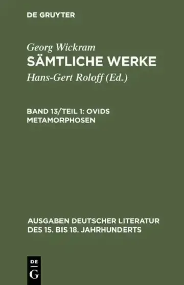 Cover of Sämtliche Werke, Band 13/Teil 1, Ovids Metamorphosen