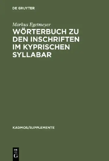 Cover of Wörterbuch Zu Den Inschriften Im Kyprischen Syllabar