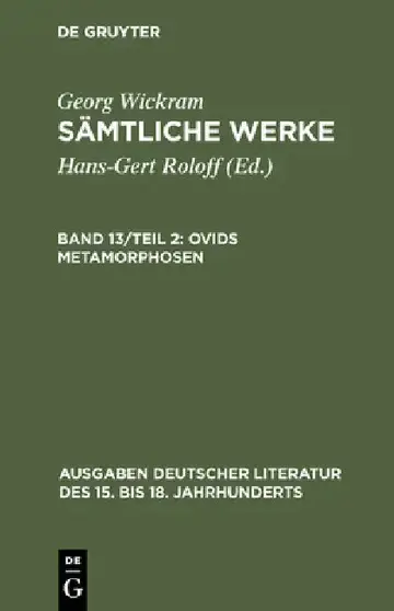 Cover of Sämtliche Werke, Band 13/Teil 2, Ovids Metamorphosen