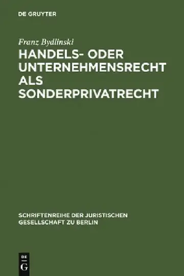 Cover of Handels- oder Unternehmensrecht als Sonderprivatrecht