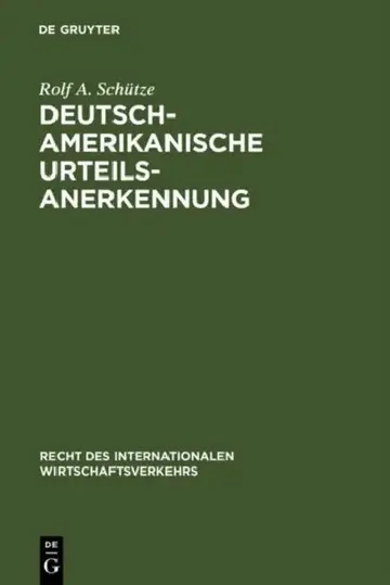 Cover of Deutsch-amerikanische Urteilsanerkennung