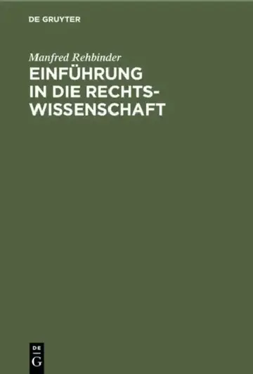 Cover of Einführung in die Rechtswissenschaft