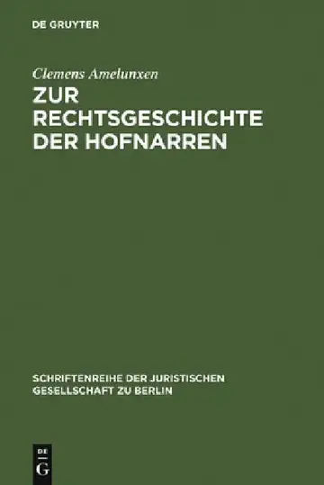 Cover of Zur Rechtsgeschichte Der Hofnarren